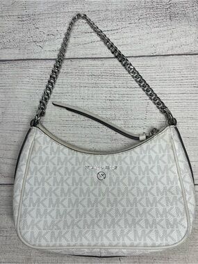 Michael Kors Jet Set Bright White Silver Charm Small Shoulder Bag